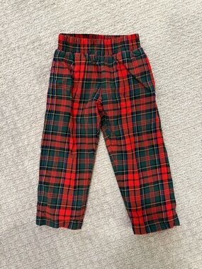 The Beaufort Bonnet Company Sheffield Pant Red Tartan Plaid Navy Stork 3T EUC
